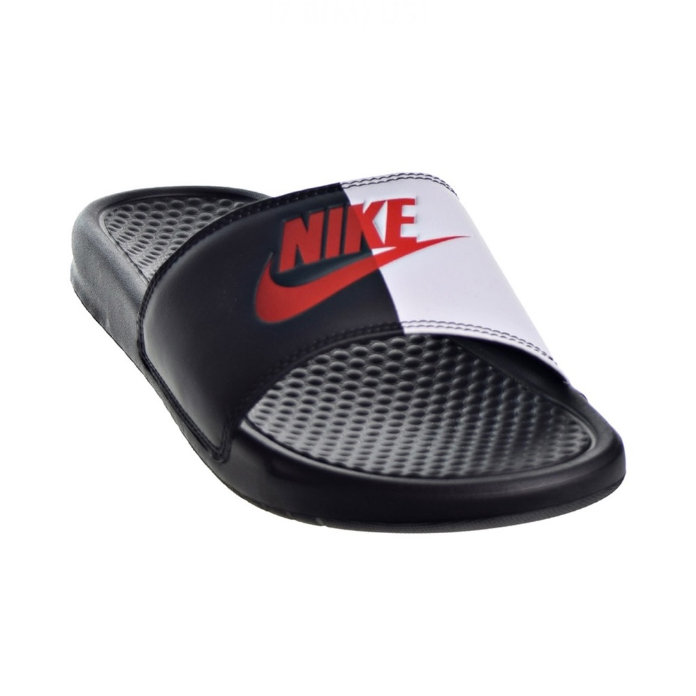 NIB RARE Mens Nike Benassi JDI Slides sz 8 black/red/white